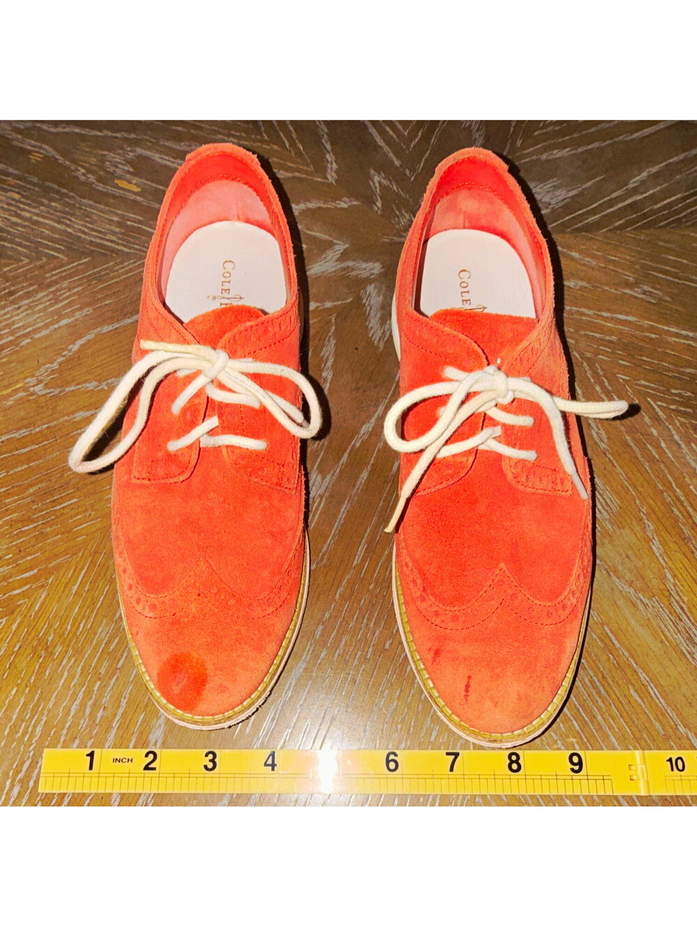 Cole Haan Lunargrand Women's Orange Suede Wingtip Oxford Lace Up Size 5.5B
